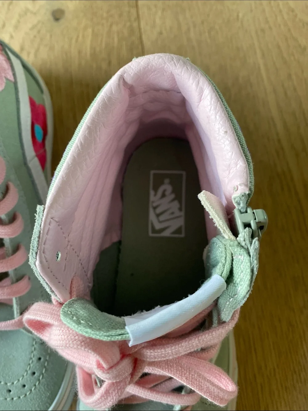 Vans Kids Mint High-Top Sneakers with Pink & Purple Floral Embroidery
